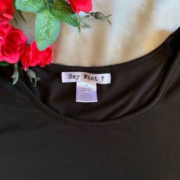 Say What? Black 3/4 Sleeve BodyCon Dress M (K-021) - Picture 3 of 4